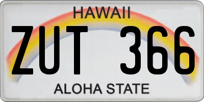 HI license plate ZUT366