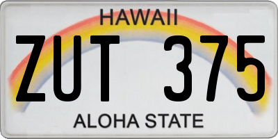 HI license plate ZUT375