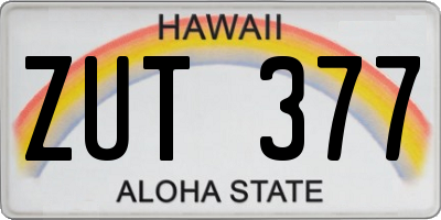 HI license plate ZUT377