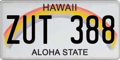 HI license plate ZUT388