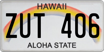 HI license plate ZUT406