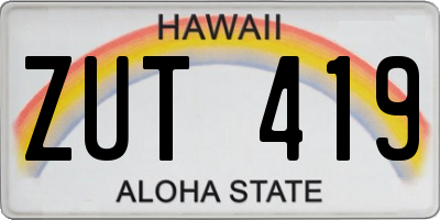 HI license plate ZUT419