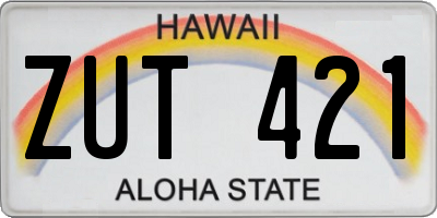 HI license plate ZUT421