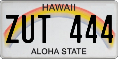 HI license plate ZUT444