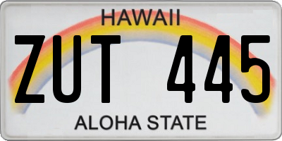 HI license plate ZUT445