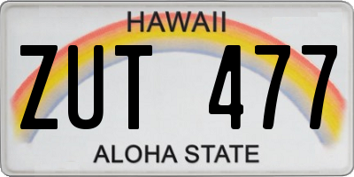 HI license plate ZUT477