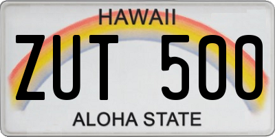 HI license plate ZUT500