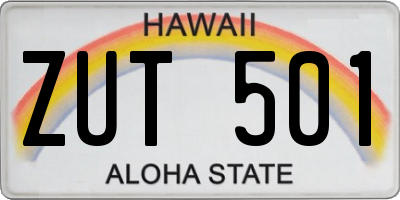 HI license plate ZUT501