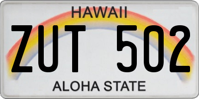 HI license plate ZUT502