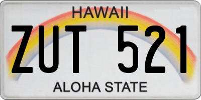 HI license plate ZUT521