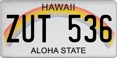 HI license plate ZUT536