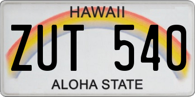 HI license plate ZUT540