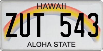 HI license plate ZUT543
