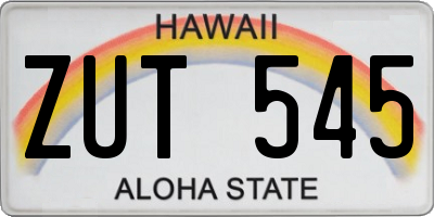 HI license plate ZUT545