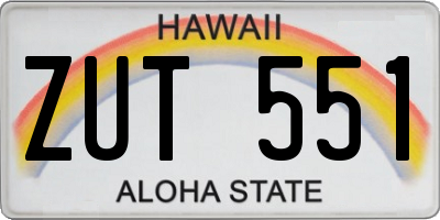 HI license plate ZUT551