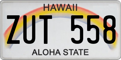 HI license plate ZUT558