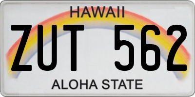 HI license plate ZUT562