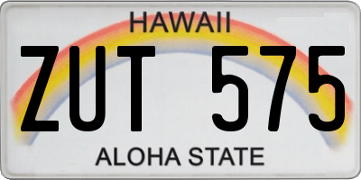 HI license plate ZUT575