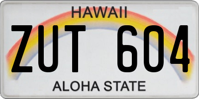 HI license plate ZUT604