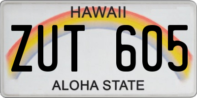 HI license plate ZUT605