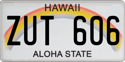 HI license plate ZUT606