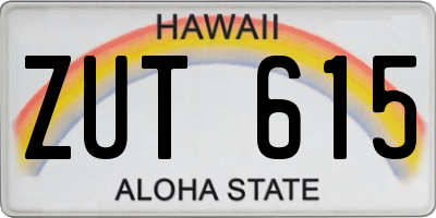 HI license plate ZUT615