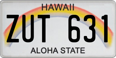 HI license plate ZUT631