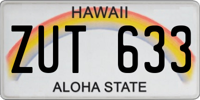 HI license plate ZUT633