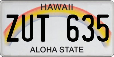 HI license plate ZUT635