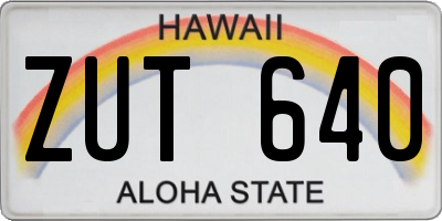 HI license plate ZUT640