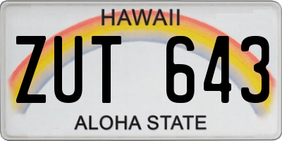 HI license plate ZUT643