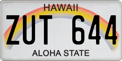 HI license plate ZUT644