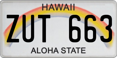 HI license plate ZUT663