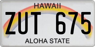 HI license plate ZUT675
