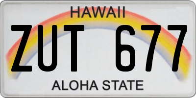 HI license plate ZUT677