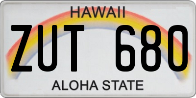 HI license plate ZUT680