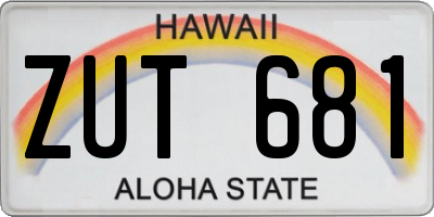 HI license plate ZUT681
