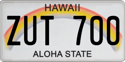 HI license plate ZUT700