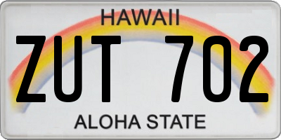 HI license plate ZUT702