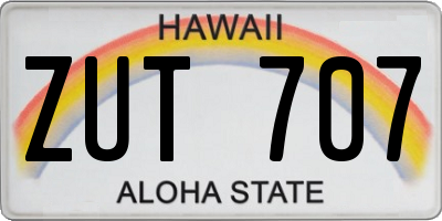 HI license plate ZUT707