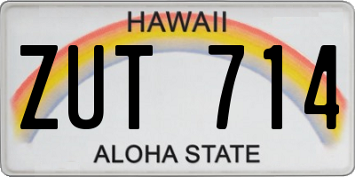 HI license plate ZUT714