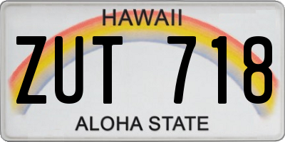 HI license plate ZUT718