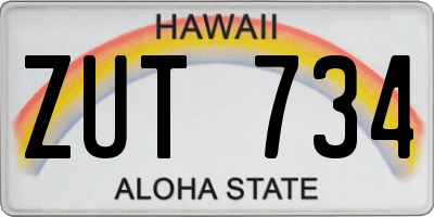 HI license plate ZUT734