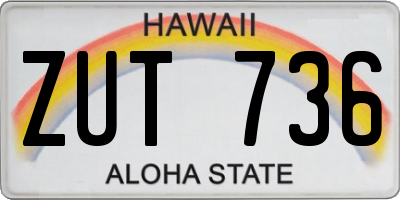HI license plate ZUT736