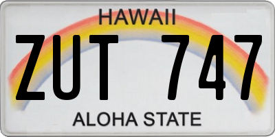 HI license plate ZUT747
