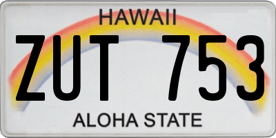 HI license plate ZUT753