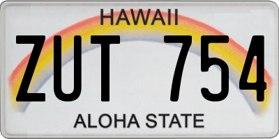 HI license plate ZUT754