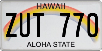 HI license plate ZUT770