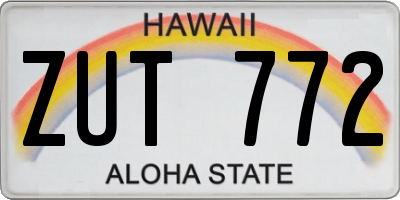 HI license plate ZUT772