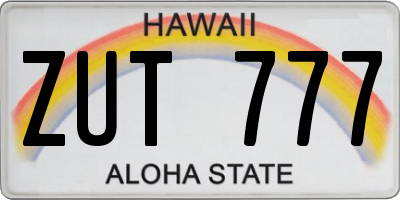 HI license plate ZUT777